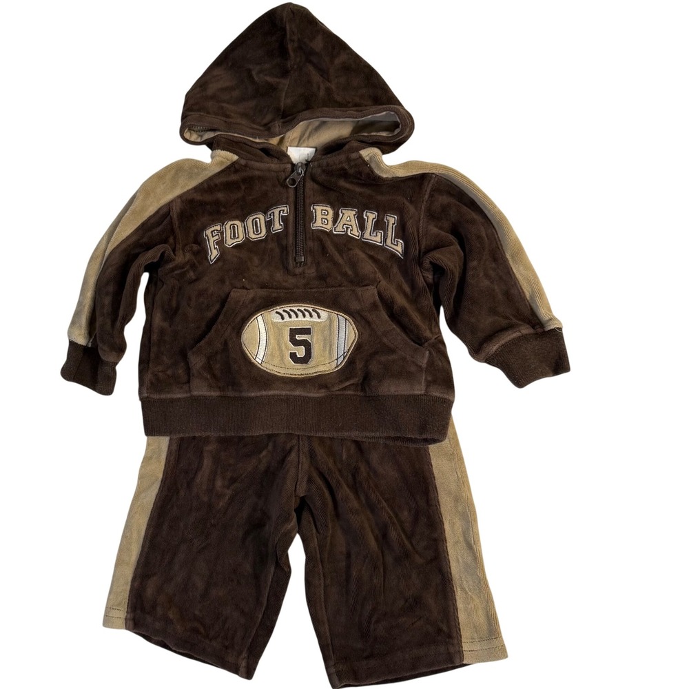 Vintage Y2K MiniWear Sweatpants Set Hoodie Full Zip Velour football outfit 6-9m